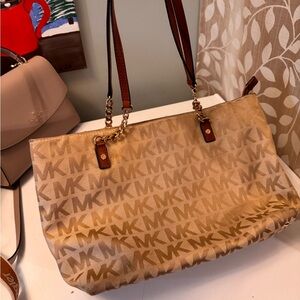 Michael Kors Tan Tote with Gold Accents and Leather Trim